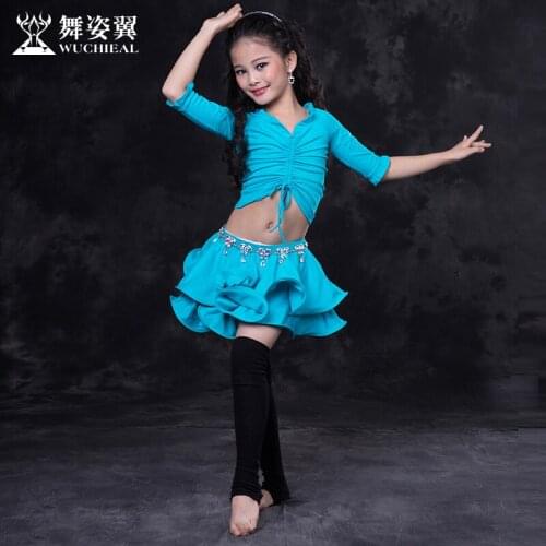 2017 Limited Belly Cotton Dance Skirt Wuchieal Brand New Kids Girls Costumes Top+skirt Suits For Oriental Rt112