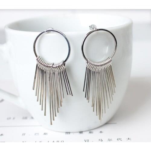 Korean Earrings Jewelry Tassel Temperament Simple Long Paragraph Ladies Gifts Retro Exaggerated Geometric Earrings Jewe