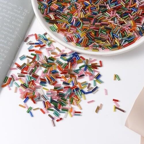 300pcs 2X6mm Austrian Crystal Glass Tube Round Seed Beads Long Tube Bead for Garment Sew Accessories Necklace DIY Jewelry Making