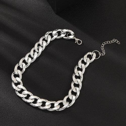 Punk Miami Cuban Choker Necklace Collar Statement Hip Hop Big Chunky Aluminum Gold Color Thick Chain Necklace Women Jewelry