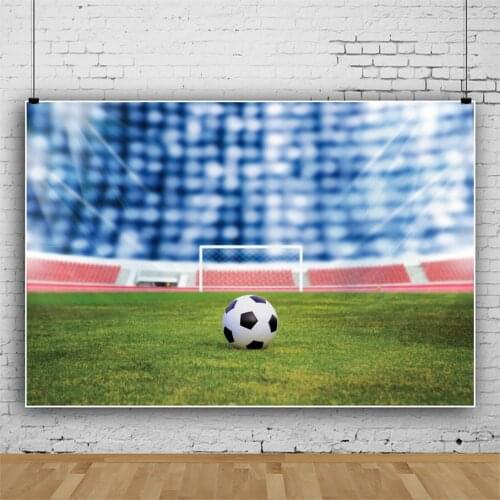 Laeacco Photographic Background For Photography Soccer Football Stadium Light Polka Dots Light Bokeh Birthday Boy Photo Backdrop