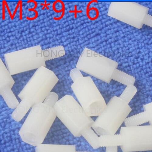 M3*9+6 white 1pcs 9mm Nylon Standoff Spacer Standard M3 Male-Female Standoff Kit Repair Set High Quality PC tool