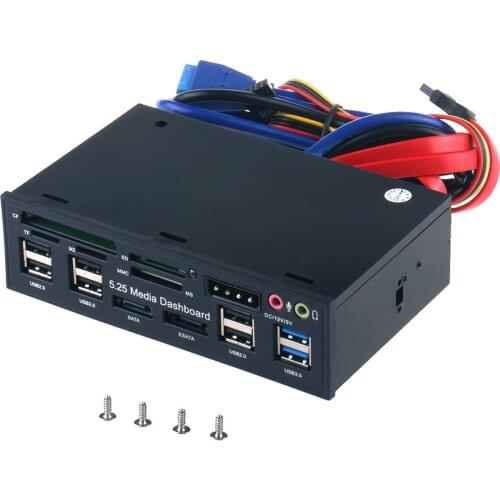 Multi-Function USB 3.0 Hub ESATA SATA Port Internal Card Reader PC Media Front Panel Audio For SD MS CF TF M2 MMC Memory Cards