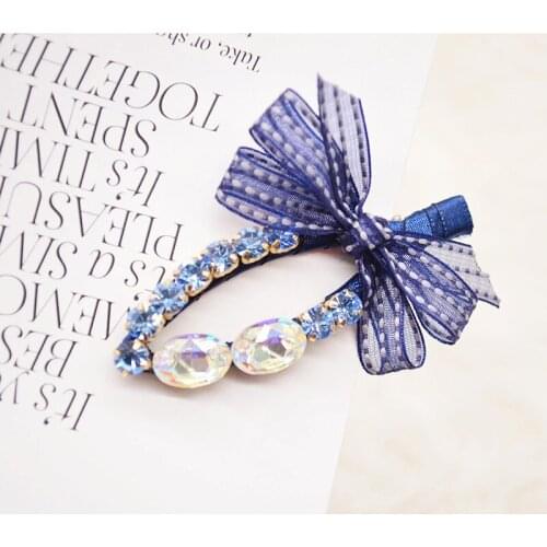 Fashion Hair Barrette Women Girls Crystal Rhinestone Barrette Hairpins Girl Cute Bowknot Headwear Hair Band Accessories