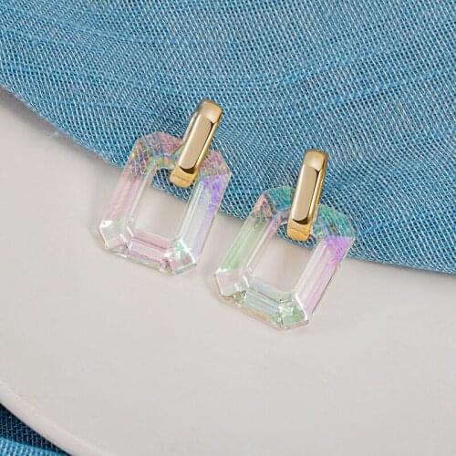 Fashion Color Transparent Earrings For Women Geometric Acrylic Hanging Earrings 2021 Trend Party Female Modern Wedding Jewelry