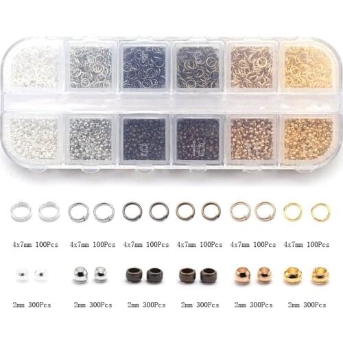 2000Pcs Alloy Accessories Set Jewelry Findings Tools Open Jump Rings Positioning Beads For Jewelry Making Bracelet Accessories