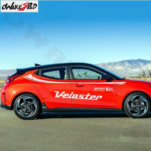 1set Car Both Side Waist Line Decor Stripes Stickers For-Hyundai Veloster Racing Sport Auto Body Door Stickers Vinyl Decals