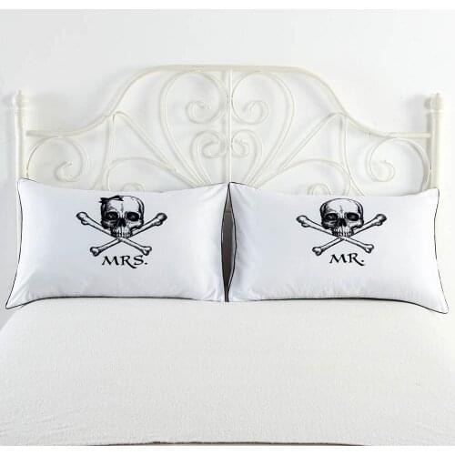 MR / MRS White Skull Couple Pillow Case Throw Pillowcases Lovers Couple Gift 1 piece Pillow Slip Bedding Decorative Home Textile