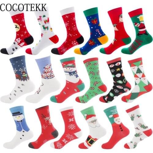 Women Socks Fashion Combed Cotton Christmas Socks Warm Winter Soft Happy New Year Santa Claus Christmas Tree Snow Elk Socks Gift