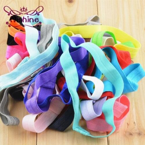 Nishine 40pcs/lot Handmade Solid Stretch Headbands For Kids Girls Hair Accessories Artificial Elastic Head Band For Headwear