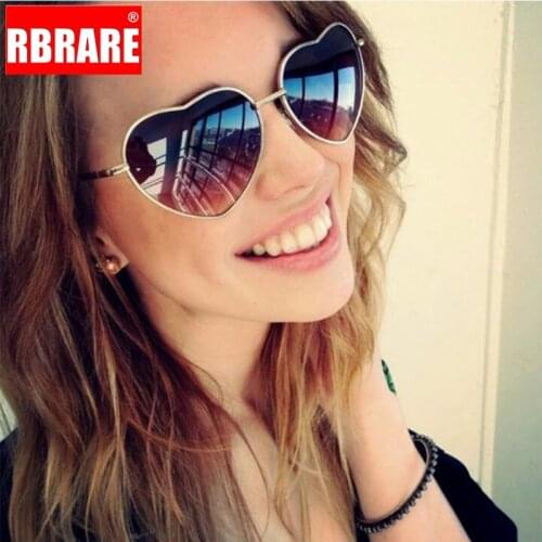 RBRARE 2021 Pink Heart Sunglasses Metal Women Brand Designer Fashion LOVE Glasses Ladies Metal Heart Shaped Ocean Sun Glasses