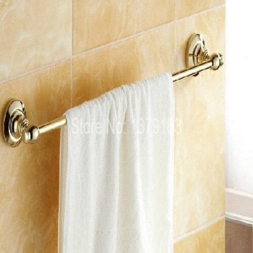 Luxury Gold Color Brass Bathroom Accessory Wall Mounted Single Towel Bar Towel Rail Rack Holder Bathroom Fitting aba103