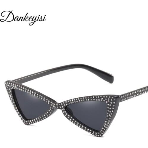 DANKEYISI Rinestone Cat Eye Sunglasses Women Unisex Cat Eye Sunglasses Vintage Mirror Sun Glasses For Female Male Eyewear UV400