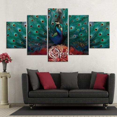 Modern Posters Canvas Art Prints 5 Pieces Canvas Painting Peacock Wall Pictures Home Living Room Wall Decor