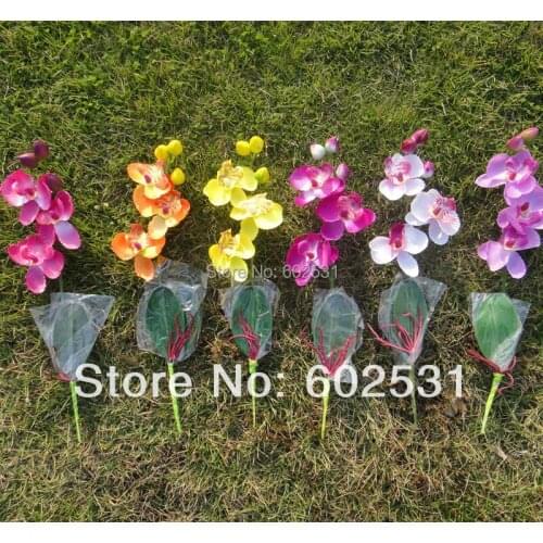SPR 10 PCS Beautiful Silk Flower Artificial Moth Orchid Butterfly Orchid Home Decoration 6 Colors Available