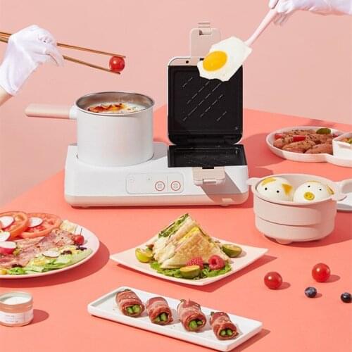 Joyoung 220V Breakfast Machine 4 In 1 Multifunctions Toaster Steam Pot Frying Pan Cake Baker Breakfast Machine Forno Pizza