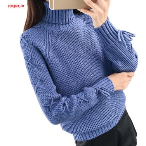Turtleneck Women Sweater Winter Warm Female Jumper Thick Loose Long Sleeve Knitted Pullover Top Pull Femme Sweater Coat W1355