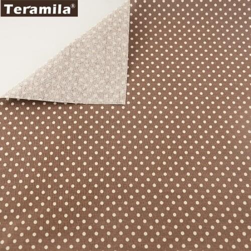 TERAMILA Printed Coffee Color Cotton Linen Fabric Dots Design Home Textile Sewing Material Tissu For Bag Table Cloth Curtain