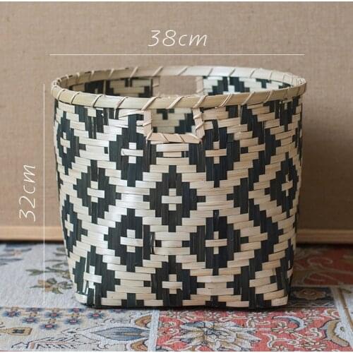 African Elements Bamboo Color Woven Handmade Art Sundries Storage Basket Decorative Flowerpot Ethnic Style