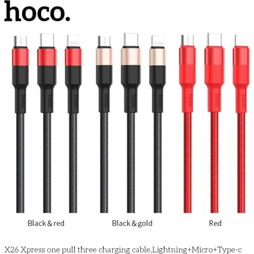 HOCO 3in1 USB Charger Cable For iPhone 11 Pro X XS Max XR 7 8 Android Micro USB Cable Type C For Samsung S9 Xiaomi Fast Charging