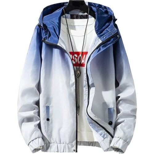 Spring and autumn mens jackets windbreaker hooded casual zipper shirt mens casual street mens jackets 7XL