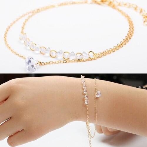 2020 Fashion Heart Bracelet for Women Double Layer Love Crystal Bracelet Cubic Zircon Charm Bracelets Wedding Party Jewelry Gift