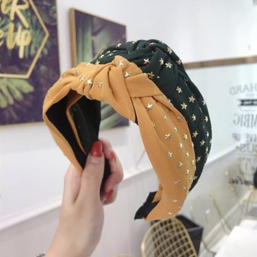CN Knot Bow Headbands For Women Head Handmade Solid Hairband Mulher Fashion Gold Star Hair Hoop Women Girl Hair Accessories