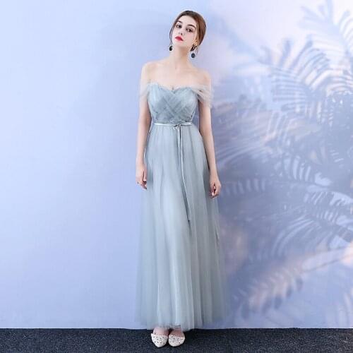 Real Shot Elegant Blue-gray Sexy Long Hostess Dresses Prom Party Dress Elegant For Women Summer Dress Plus Size 8869