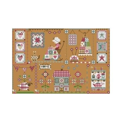 Magazine-Patchwork Town Counted Cross Stitch 11CT 14CT 18CT DIY Chinese Cross Stitch Kits Embroidery Needlework Sets