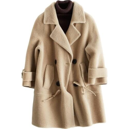 Winter Real Fur Coat Women Clothes 2020 Fall Sheep Shearing Wool Jacket Korean Womens Coats Manteau Femme Hiver KJ1006