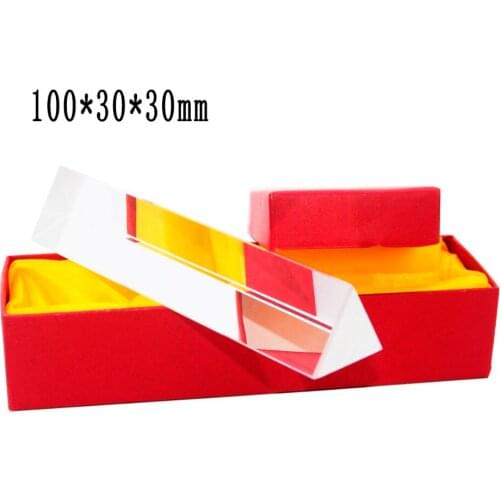 10*3cm) Rainbow Optical Glass Reflecting Triangular Prism Physics Teaching Light Spectrum color Triple Prism with Gift Box