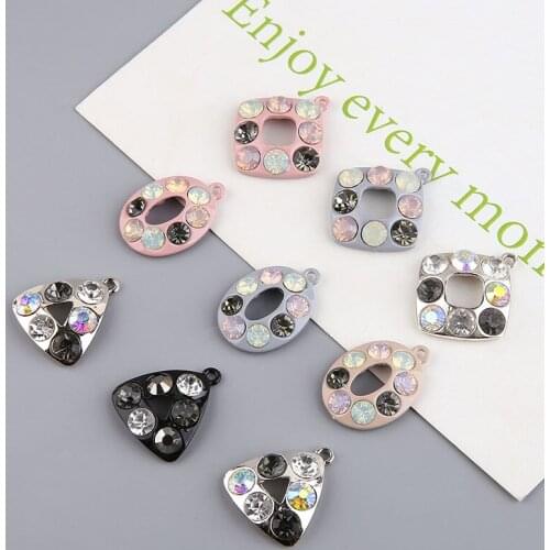 10pcs New Fashion Alloy Spray Hollow Rhombus Geometric Pendant Fashionable Earrings For Women Material Diy Jewelry Accessories