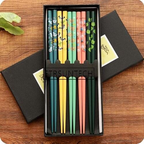 100sets Cartoon Bamboo Chopsticks Japanese Style Animal Theme Sushi Chopsticks Christmas Party Favor Gift Kitchen Tableware