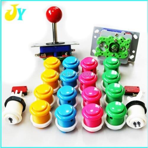 16 * Built-in micro switch Push Buttons + 2 * ZIPPY Joysticks + Happ 1P 2P start button for 2 player kit Arcade Jamma MAME