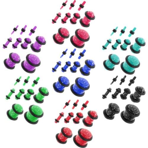 18 Pieces Double Flare Acrylic Solid Saddle Ear Tunnels Plugs Earlets Gauges Kit 14g-00g