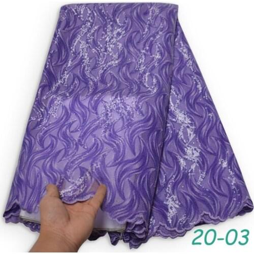 Latest African Lace Fabric 2020 High Quality Velvet Lace With Sequins Nigerian Lace Fabrics For Wedding Dress 5 Yards 02