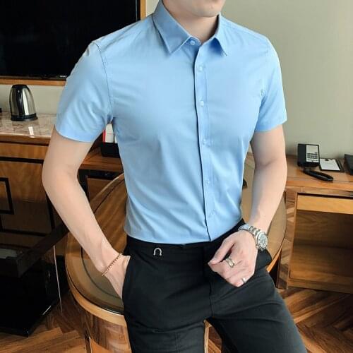 2021 hot-sale Male fashion summer Business Dress Shirt/Mens Casual short-sleeved shirts high-grade Tops Plus size S-8XL 6 Color