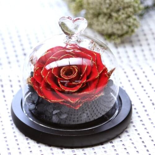 2021 Valentine Gift Mother Day Present Dried Flowers The Beauty And Beast Eternal Real Rose in Glass Dome Home Decor Christmas