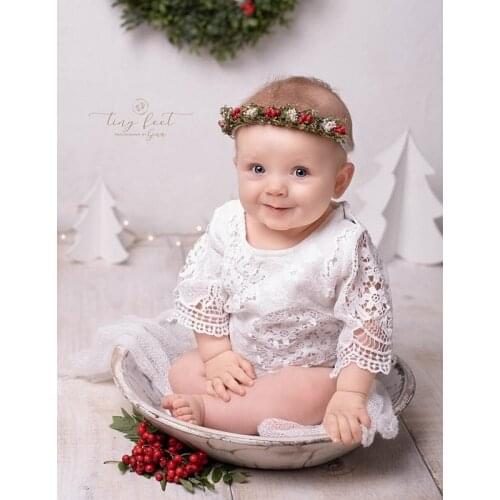 Christmas headwear real flowers series beautiful baby photo hair ornaments newborn photography props headbands