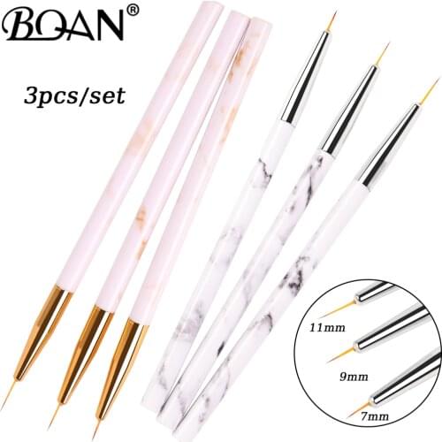 BQAN 3PCS/Set Marbling Liner Painting Pen Nail Art Brush Nail Art UV Gel Brush Pen Art Salon Home Use Gel Nail Brush Durable