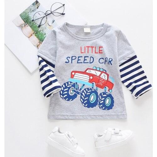 Cool Children Clothes Baby Kids Girl Boys Car Print Pullover Tops For Long Sleeve Cotton T-Shirt Teenager Tops 4-11Y23