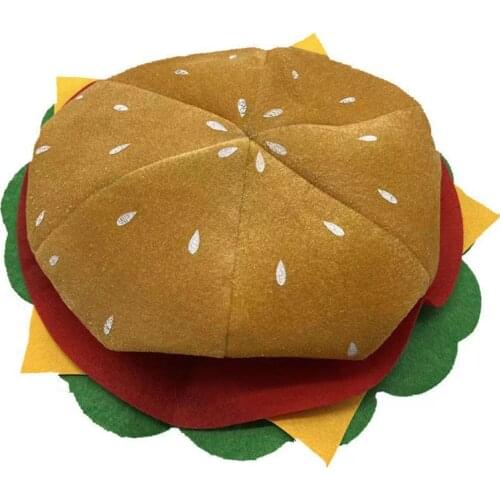 Adult Kids Funny Fast Food Fancy Hat Hamburger Cheeseburger Shaped Carnival Halloween Christmas Party Dress Up Costume