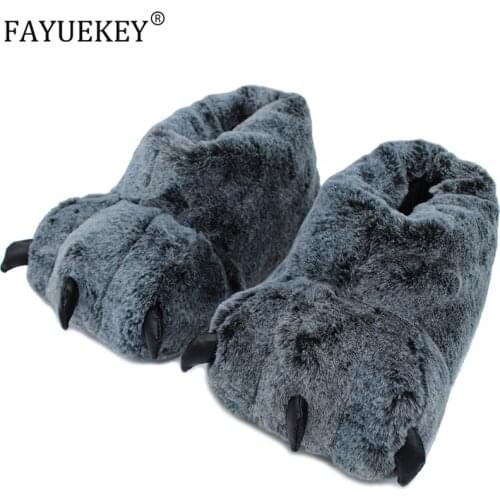 High Quality Paw Slippers Funny Animal Slippers Women Winter Monster Claw Plush Home Slipper Men Soft Indoor Floor Shoes