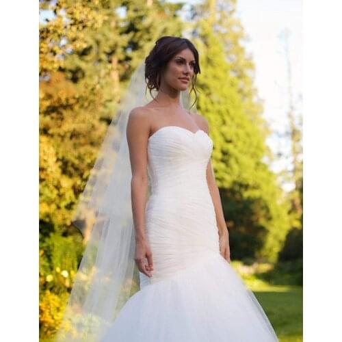 Latest Looking of New Arrival Wedding Cathedral Veil Long Drop Veil Soft Tulle Bridal Veils 2T