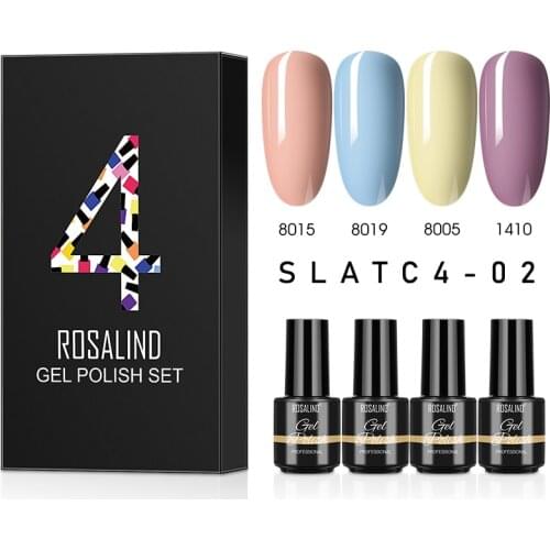 ROSALIND Gel Nail Polish 4Pcs 7ml Hybrid Varnish Soak Off UV Gel LED Semi Permanent All For Manicure Nail Art Gel Polish Kit
