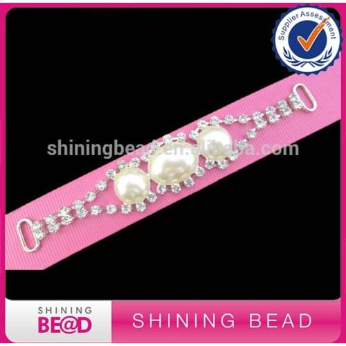 Hot Sale Decorative Crystal Rhinestone Pearl Bikini Connectors Metal Buckle Chain For BIKINI Suits