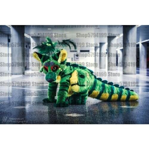 Customised #M12 GREEN dragon FOX HUSKY Dog Furry Fursuit Suit Mascot Costume Cosplay Animal Party Fancy Dress Carnival Gift