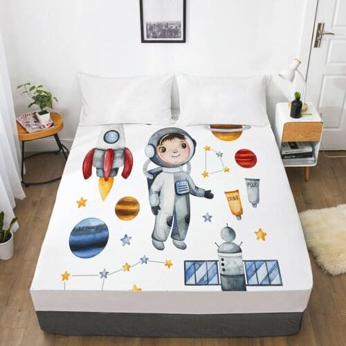 1pc Children Elastic fitted sheet bed sheet With An Elastic Band Bedding For Kids baby child Mattress Cover Bed cover Astronaut