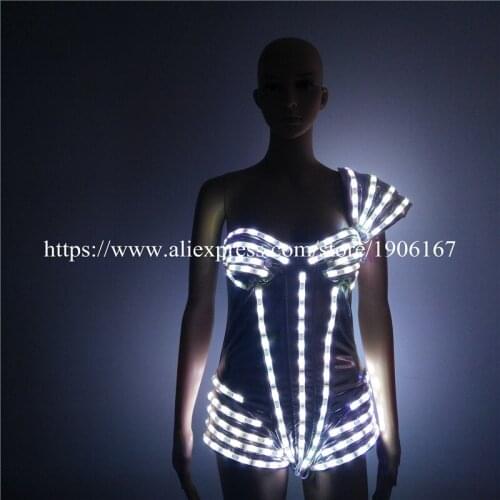 Colorful LED Luminous Sexy Party Dress Light Up Flashing Ballroom Costume Dance Wear For Women Led Luminous Clothes