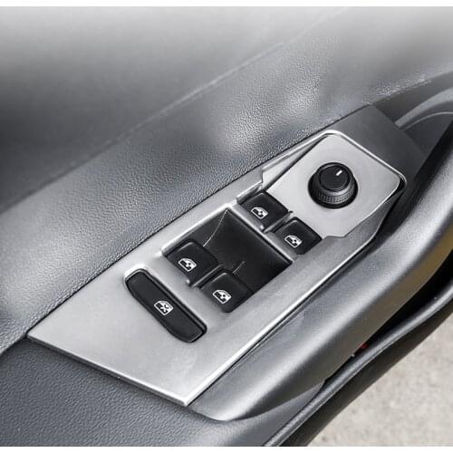 LHD!! For VW Volkswagen Polo 2019 2020 2021 Stainless Window Lift Switch Button Frame Decoration Cover Trim Car Styling